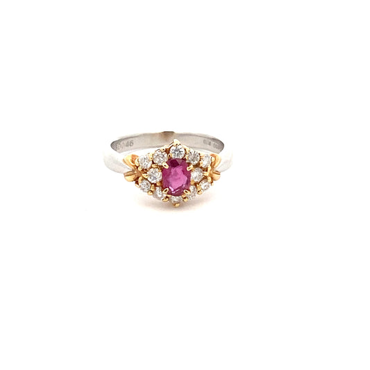 Ruby Diamond Platinum K18 Ring