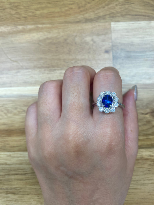 Sapphire Diamond Platinum Ring