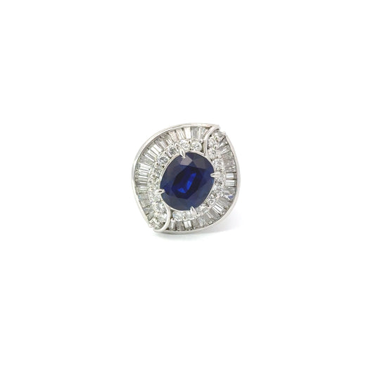 Sapphire Diamond Platinum Ring