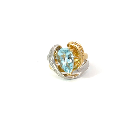 Aquamarine Diamond Ring