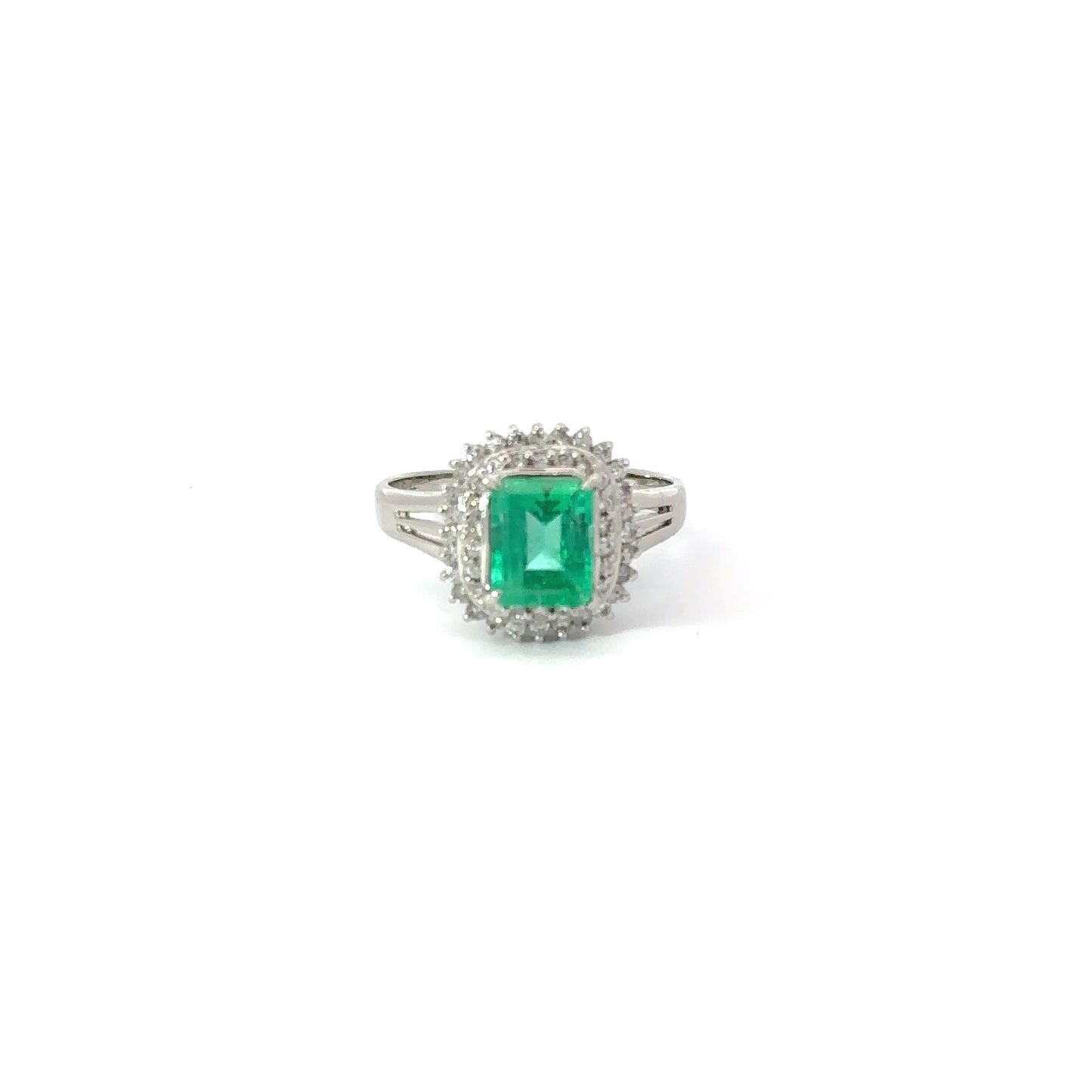 Emerald Diamond Platinum Ring