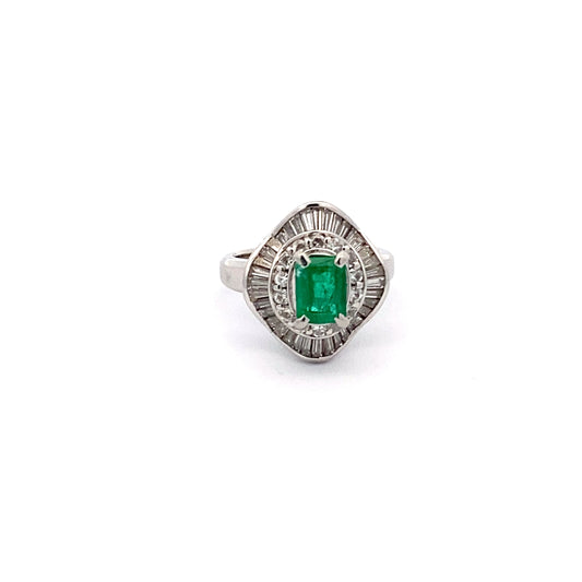 Emerald Diamond Platinum Ring