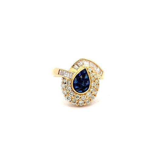 Sapphire Diamond K18YG Ring