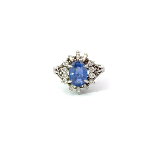 Sapphire Diamond Platinum Ring