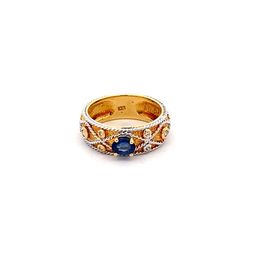 Sapphire Diamond K18 Ring