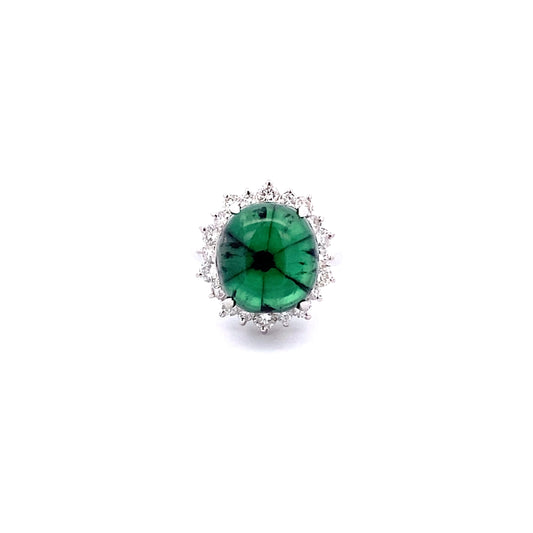 Trapiche Emerald Diamond Platinum Ring