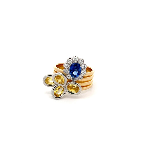 Sapphire Diamond PT900/K18 Ring