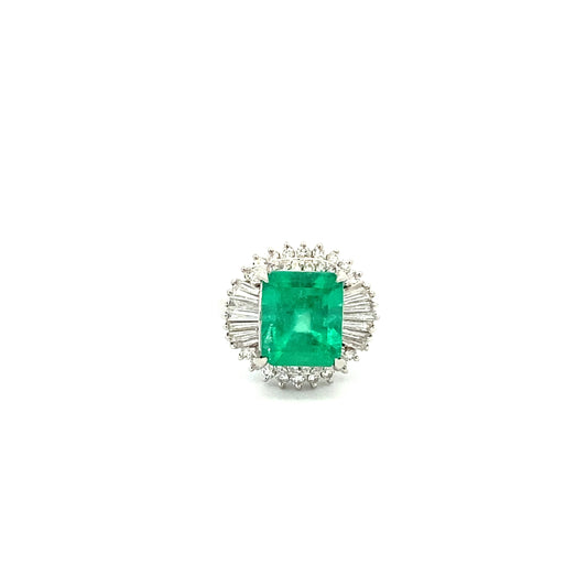 Emerald Diamond Platinum Ring