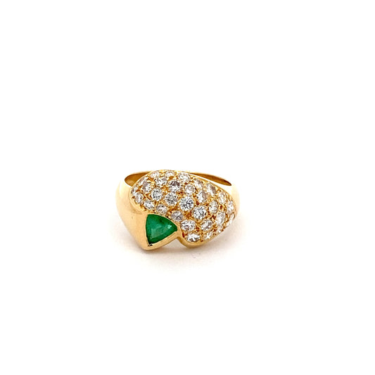 Emerald Diamond K18YG Ring