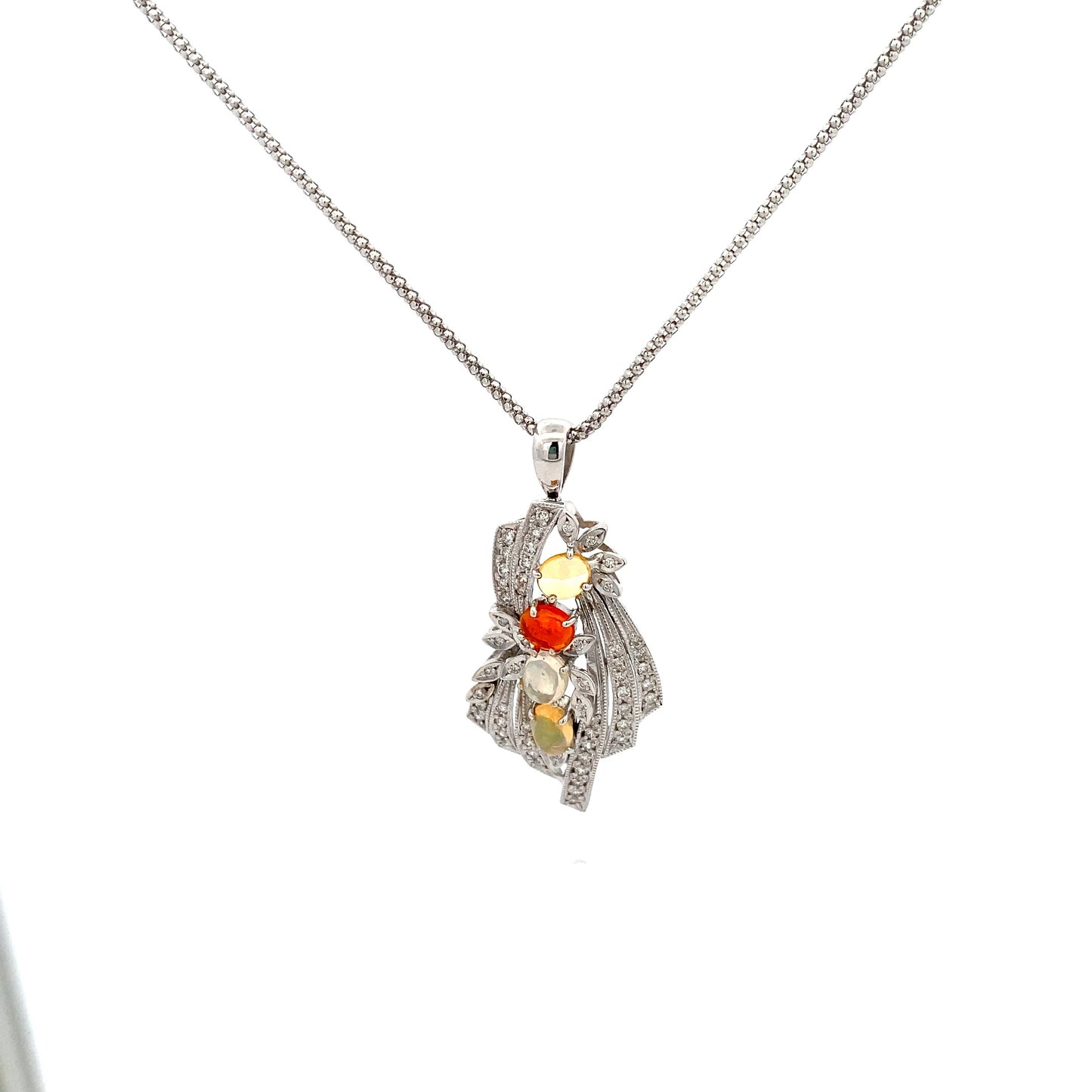 Opal Diamond K18WG Necklace