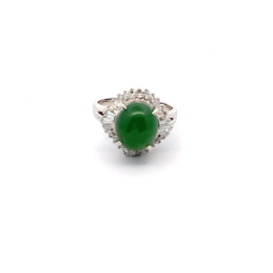 Jade Diamond Platinum Ring