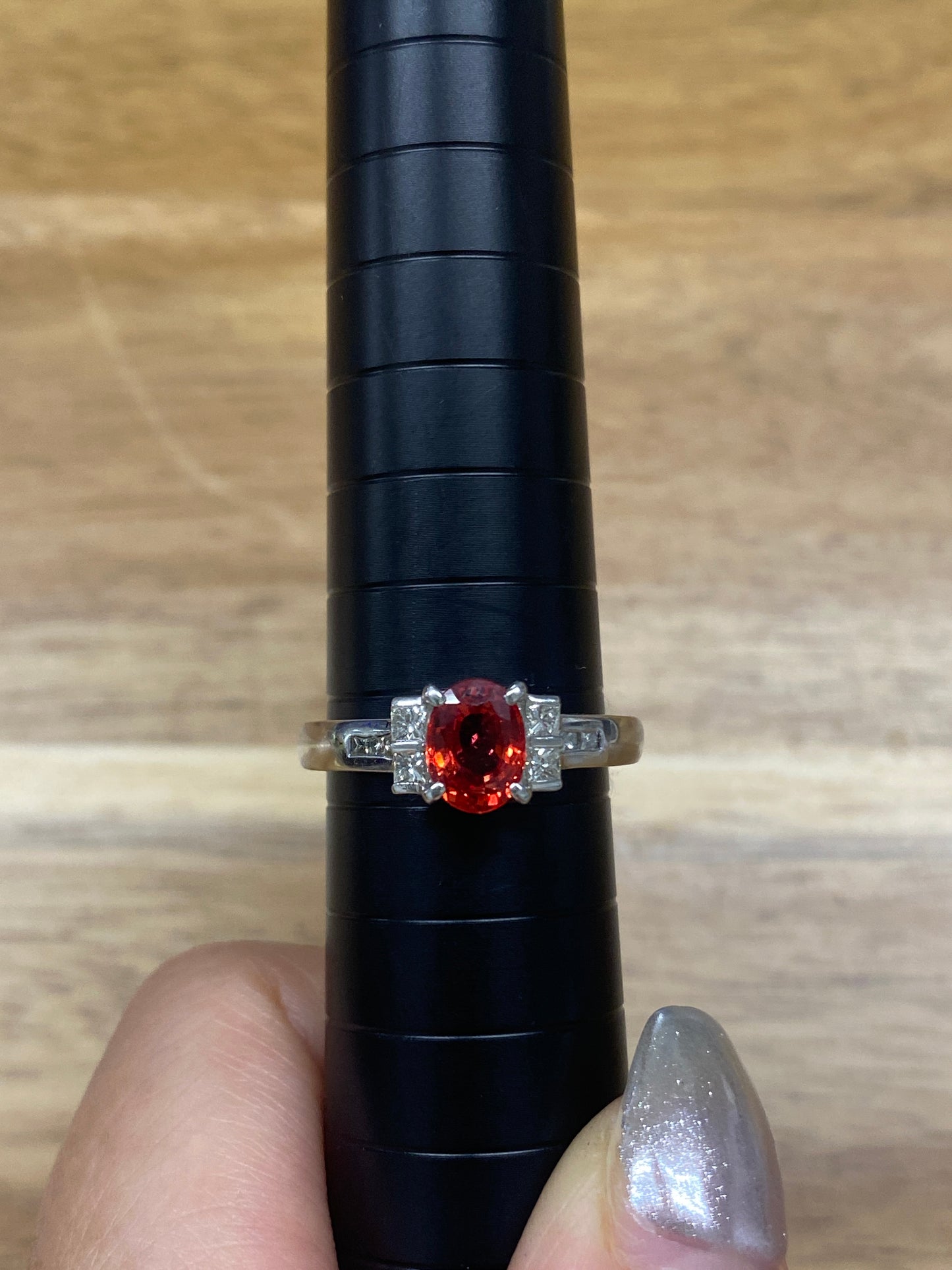 Orange Sapphire Diamond Platinum