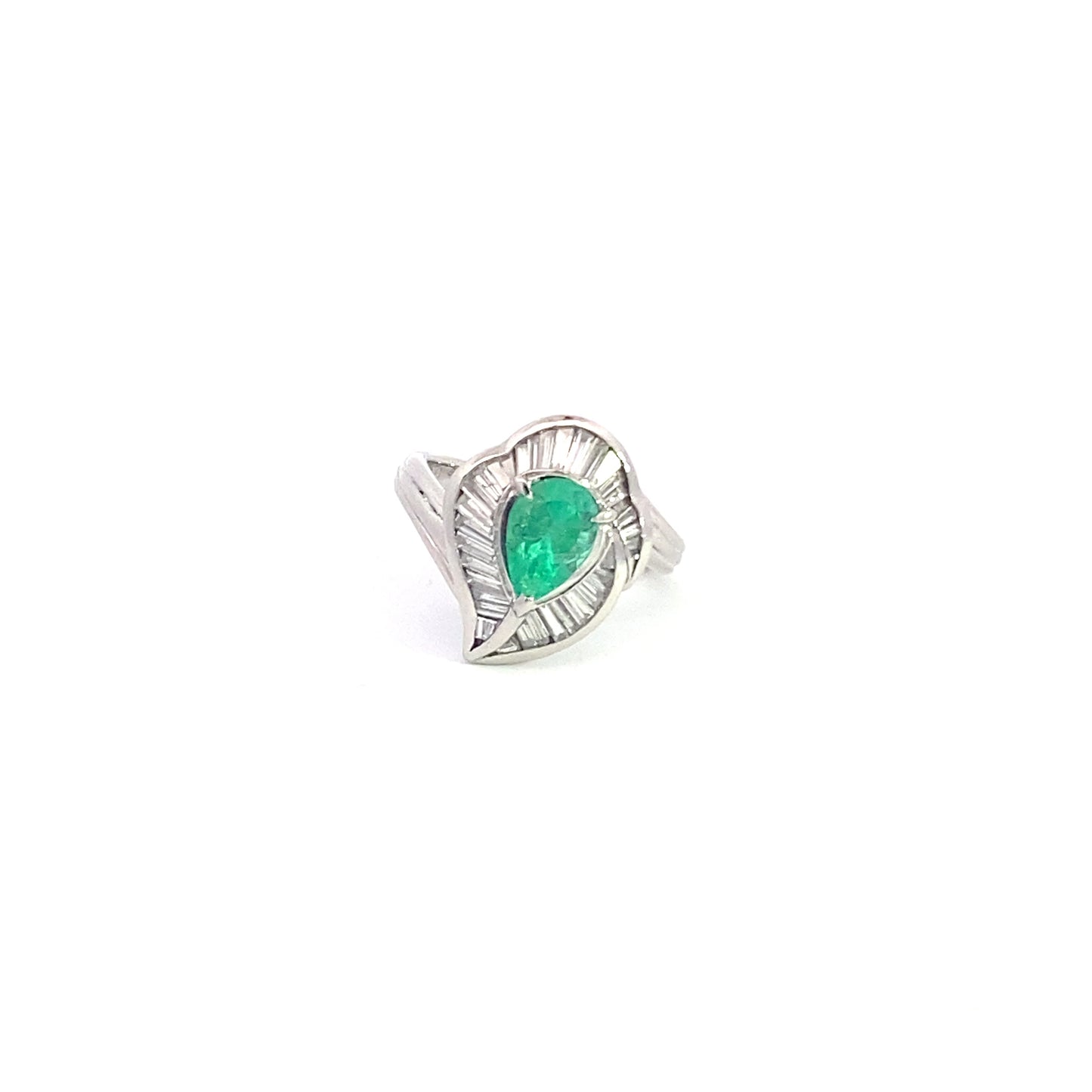 Emerald Diamond Platinum Ring