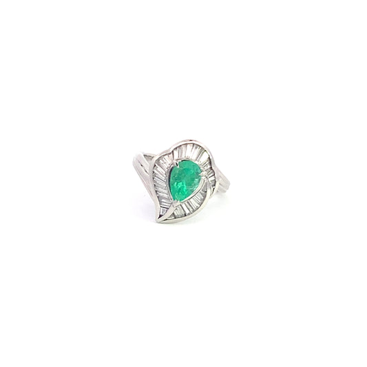 Emerald Diamond Platinum Ring