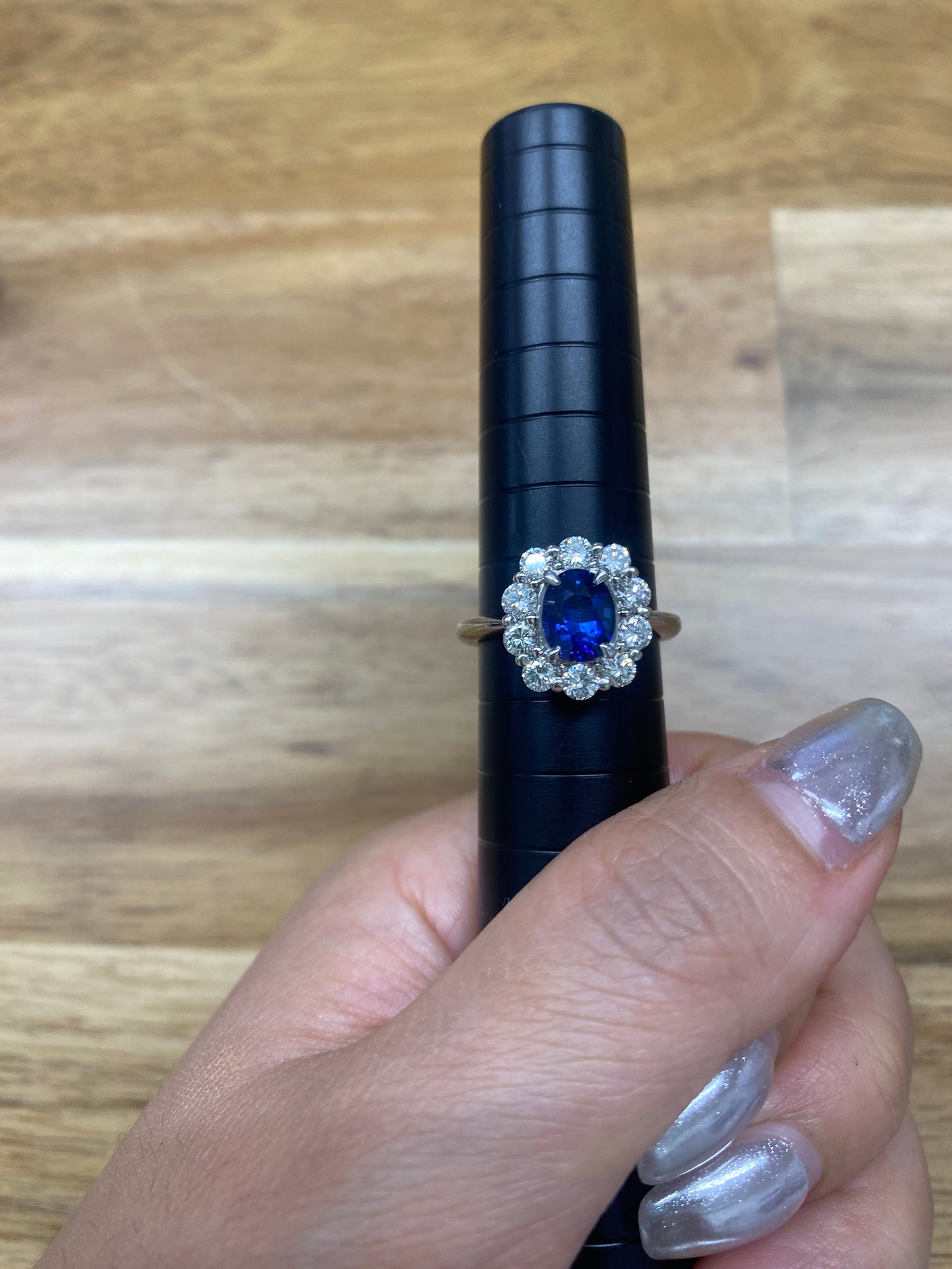 Sapphire Diamond Platinum Ring