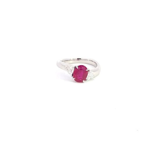 Burma Ruby Diamond Platinum Ring