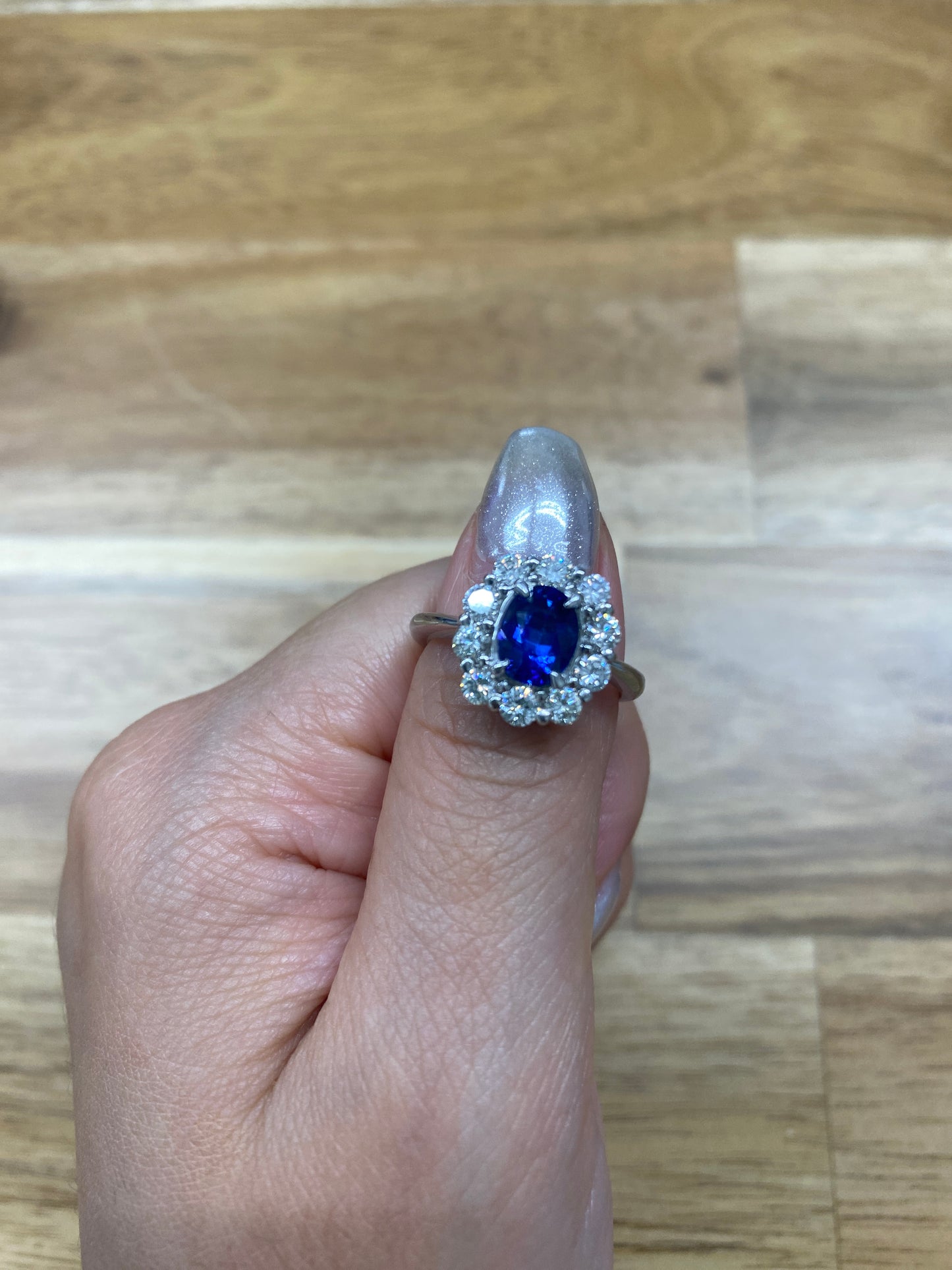 Sapphire Diamond Platinum Ring