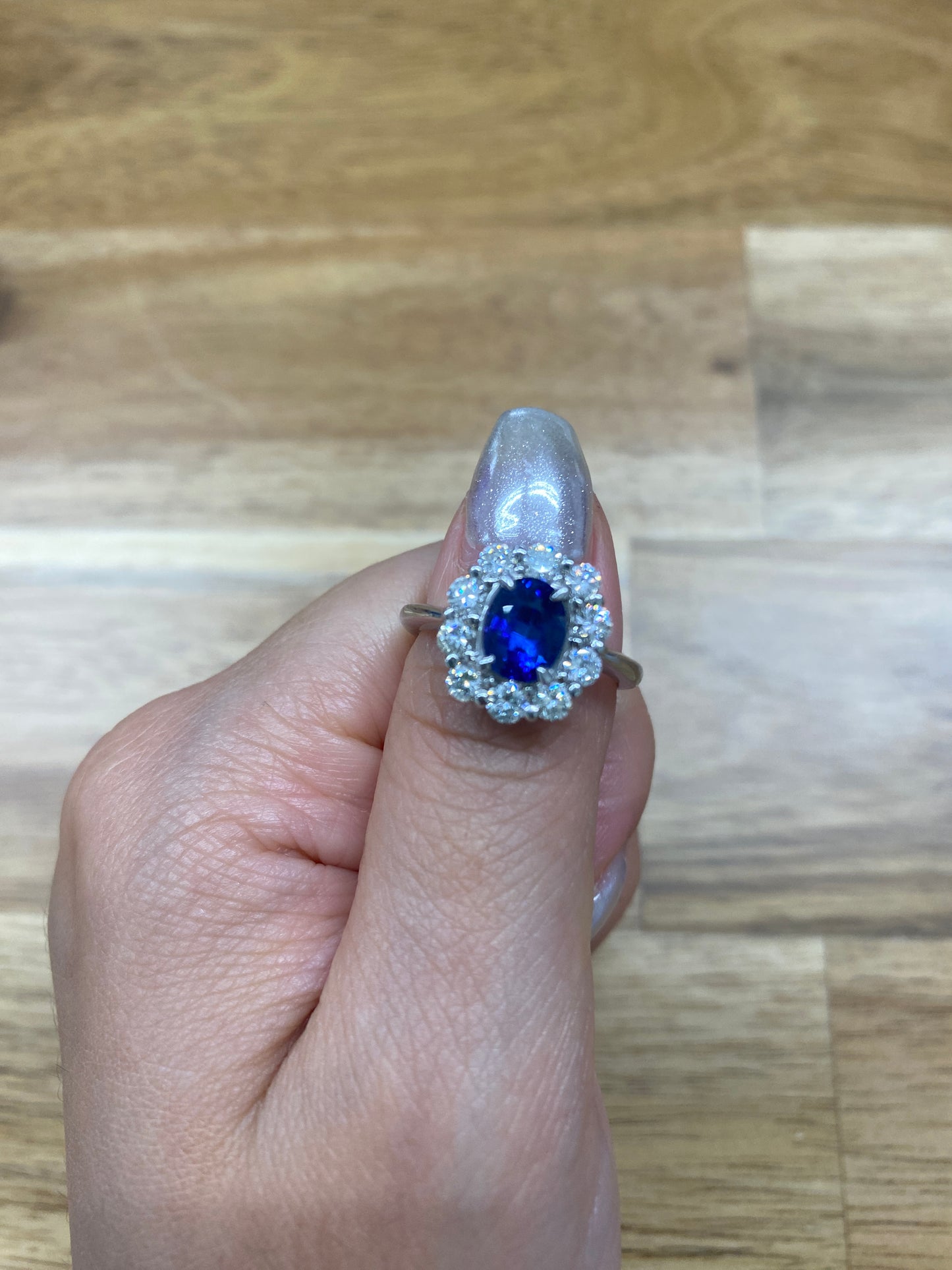 Sapphire Diamond Platinum Ring